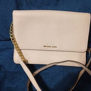 Michael Kors Cream Crossbody Bag with Gold Chain